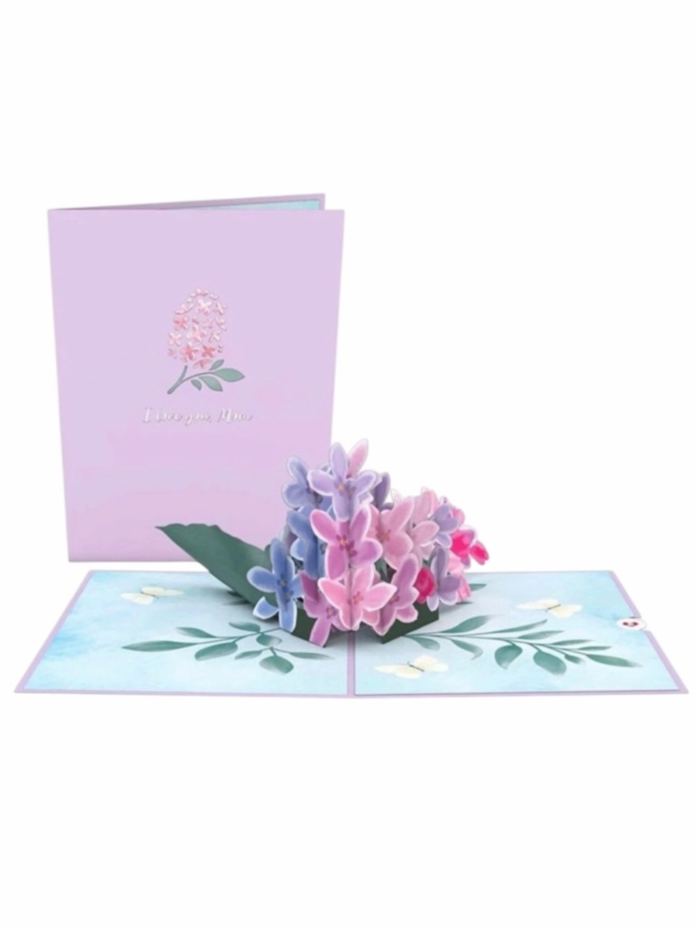 Pop-Up Floral Greeting Card - Pink & Lavender Bouquet